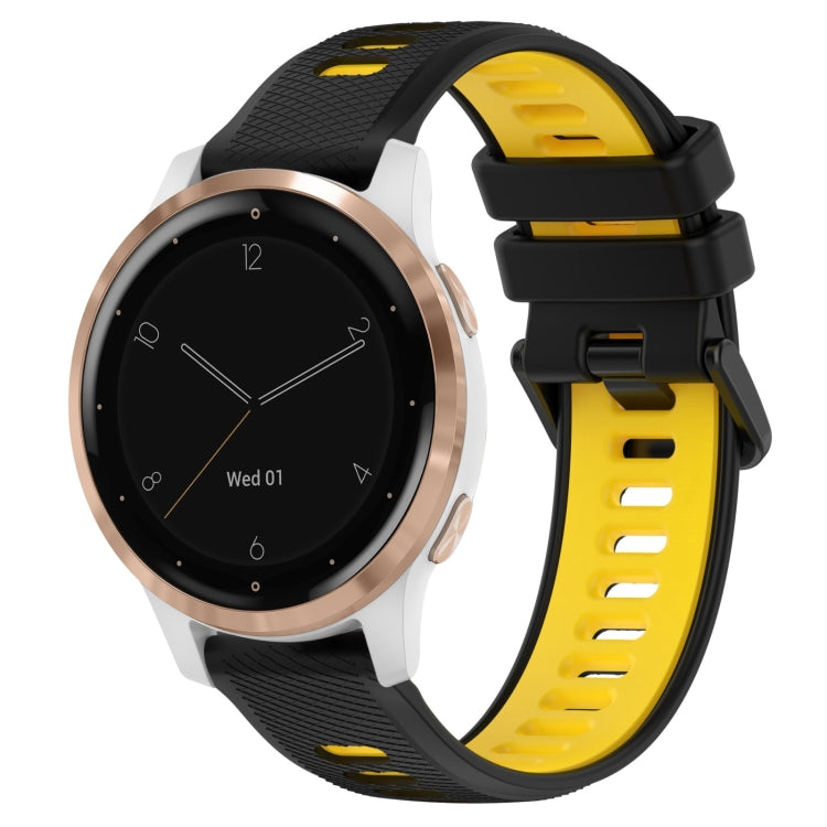 For Garmin Active S 18mm Sports Two-Color Silicone Watch Band(Black+Yellow) - Smart Wear by PMC TechLife | Online Shopping South Africa | PMC TechLife