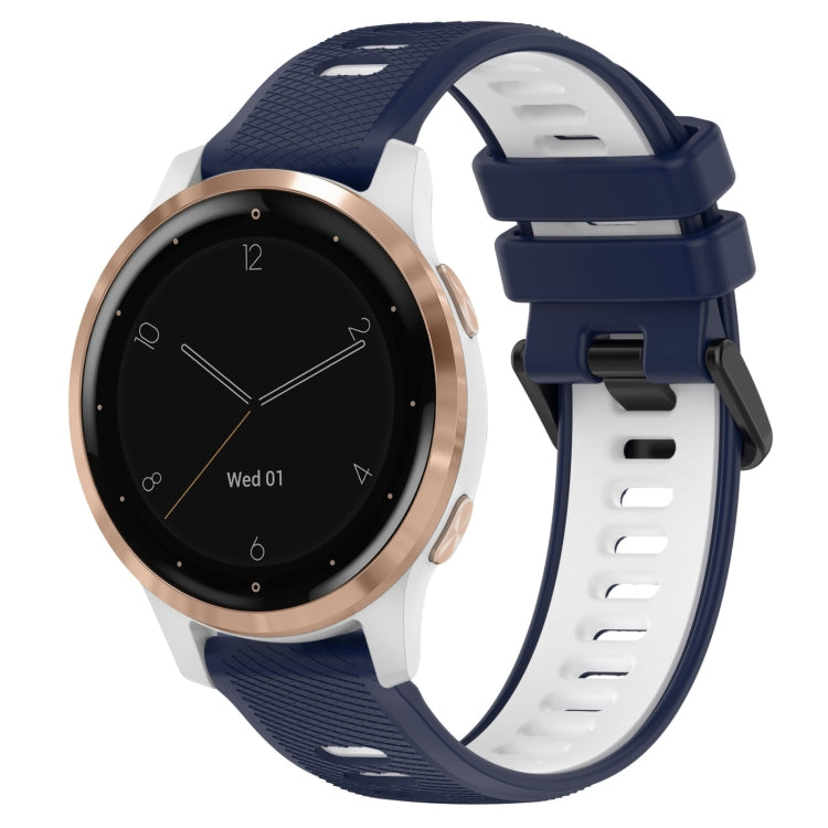 For Garmin Active S 18mm Sports Two-Color Silicone Watch Band(Midnight Blue+White) - Smart Wear by PMC TechLife | Online Shopping South Africa | PMC TechLife