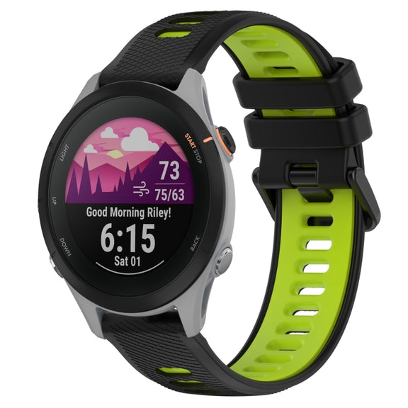 For Garmin Forerunner 255S 18mm Sports Two-Color Silicone Watch Band(Black+Green)