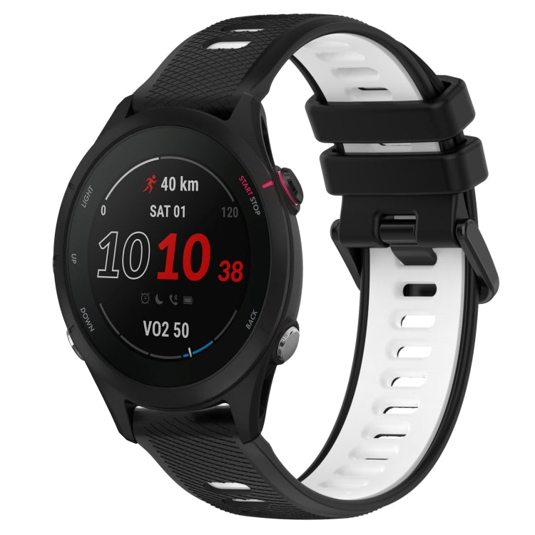 For Garmin Forerunner 255S Music 18mm Sports Two-Color Silicone Watch Band(Black+White) - Smart Wear by PMC TechLife | Online Shopping South Africa | PMC TechLife