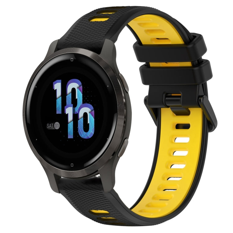 For Garmin Venu 2S 18mm Sports Two-Color Silicone Watch Band(Black+Yellow) - Smart Wear by PMC TechLife | Online Shopping South Africa | PMC TechLife