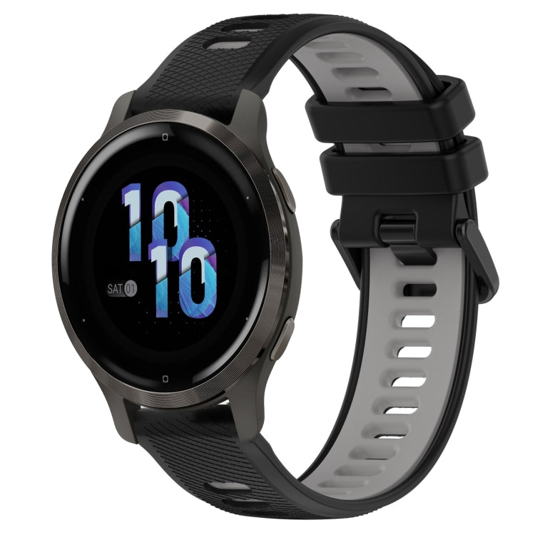 For Garmin Venu 2S 18mm Sports Two-Color Silicone Watch Band(Black+Grey) - Watch Bands by PMC TechLife | Online Shopping South Africa | PMC TechLife | Buy Now Pay Later Mobicred
