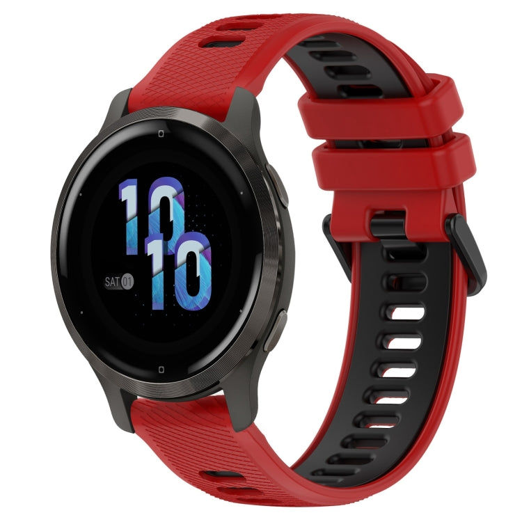 For Garmin Venu 2S 18mm Sports Two-Color Silicone Watch Band(Red+Black) - Smart Wear by PMC TechLife | Online Shopping South Africa | PMC TechLife
