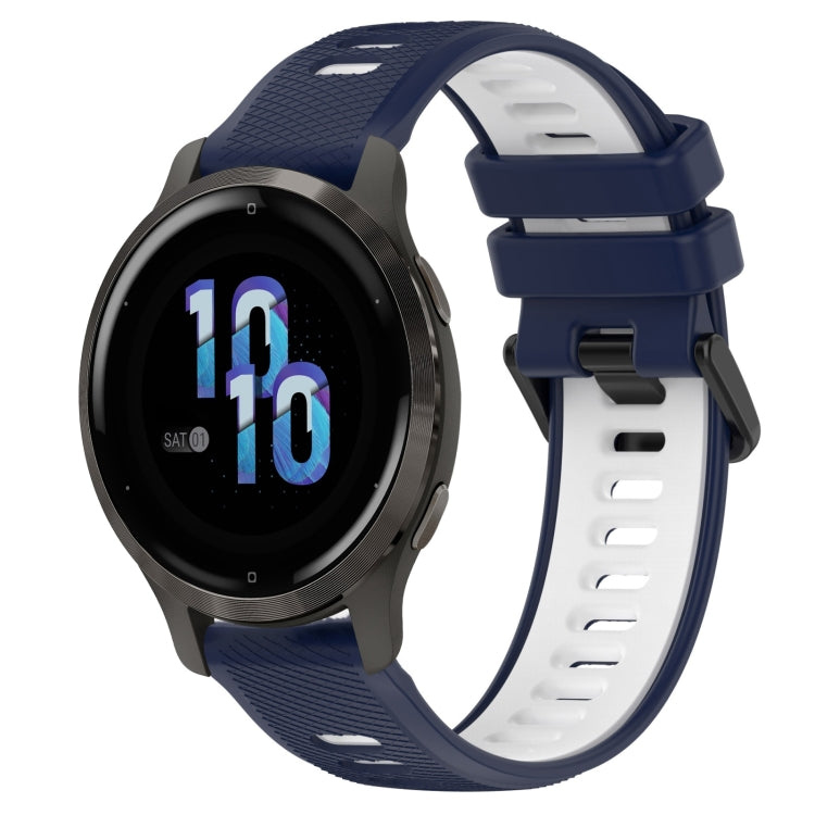 For Garmin Venu 2S 18mm Sports Two-Color Silicone Watch Band(Midnight Blue+White) - Smart Wear by PMC TechLife | Online Shopping South Africa | PMC TechLife