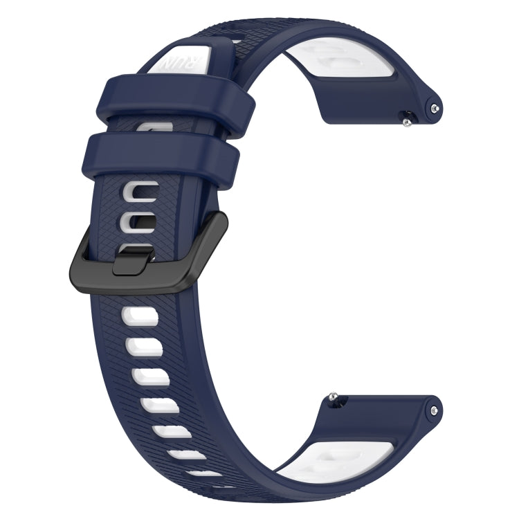 For Garmin Venu 2S 18mm Sports Two-Color Silicone Watch Band(Midnight Blue+White) - Smart Wear by PMC TechLife | Online Shopping South Africa | PMC TechLife