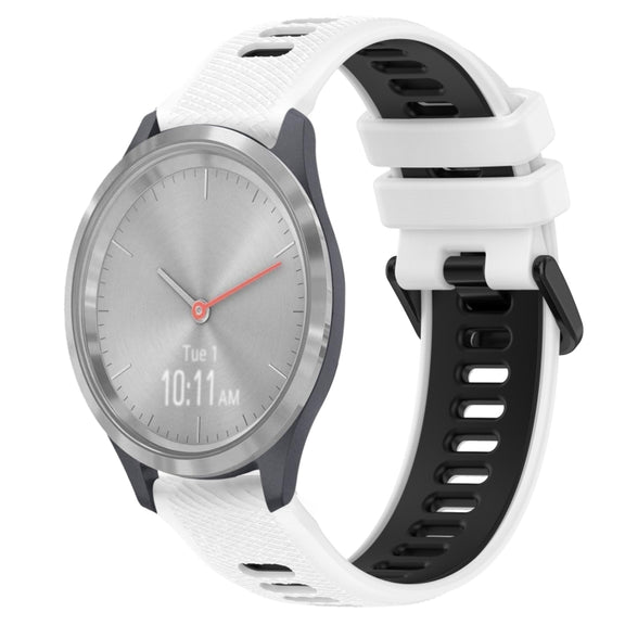 For Garmin Vivomove 3S 18mm Sports Two-Color Silicone Watch Band(White+Black)