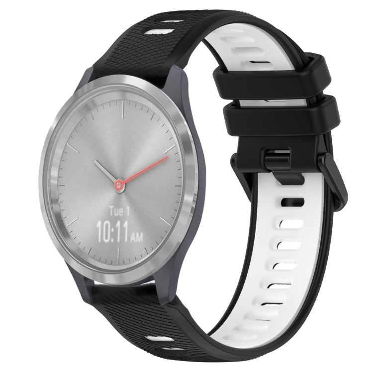 For Garmin Vivomove 3S 18mm Sports Two-Color Silicone Watch Band(Black+White) -  by PMC TechLife | Online Shopping South Africa | PMC TechLife