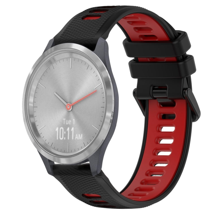 For Garmin Vivomove 3S 18mm Sports Two-Color Silicone Watch Band(Black+Red) - Smart Wear by PMC TechLife | Online Shopping South Africa | PMC TechLife