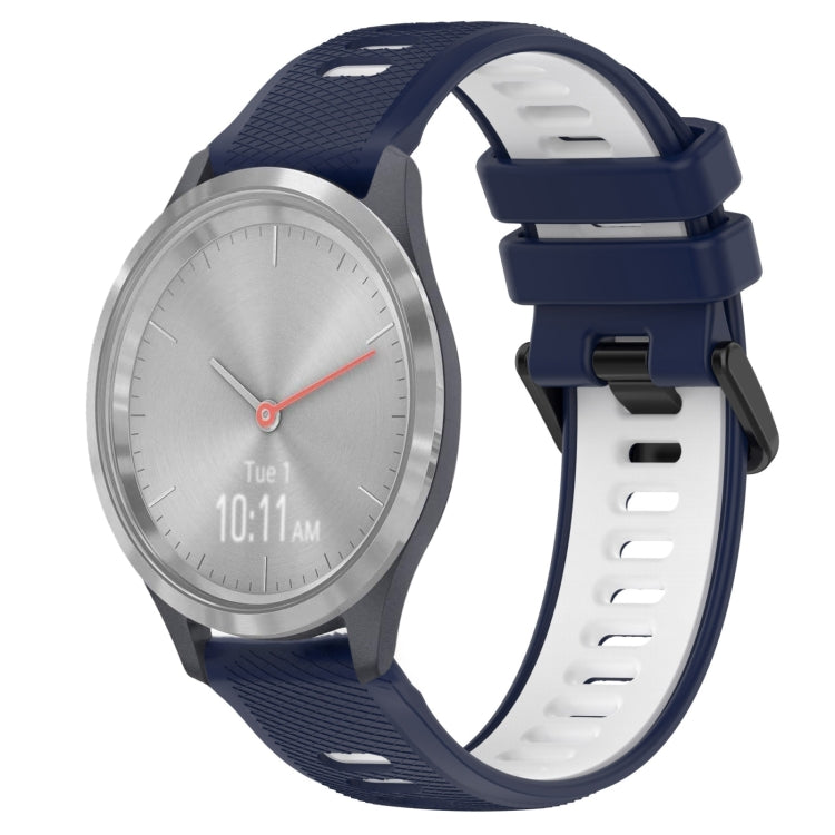For Garmin Vivomove 3S 18mm Sports Two-Color Silicone Watch Band(Midnight Blue+White) - Smart Wear by PMC TechLife | Online Shopping South Africa | PMC TechLife