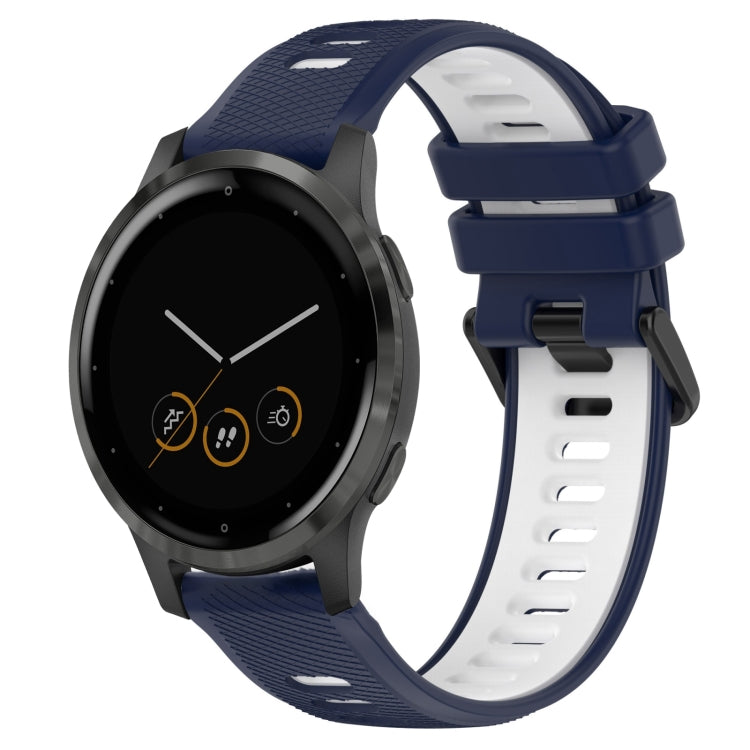 For Garmin Vivoactive 4S 18mm Sports Two-Color Silicone Watch Band(Midnight Blue+White) - Smart Wear by PMC TechLife | Online Shopping South Africa | PMC TechLife