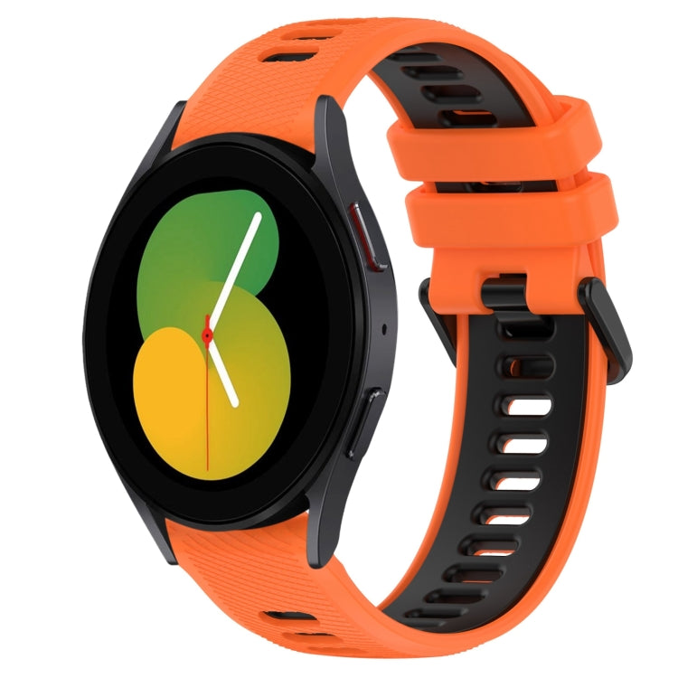 For Samsung Galaxy Watch5 44mm 20mm Sports Two-Color Silicone Watch Band(Orange+Black) - Smart Wear by PMC TechLife | Online Shopping South Africa | PMC TechLife