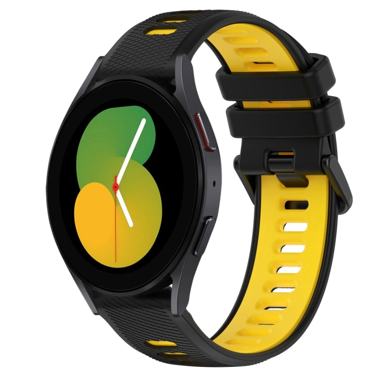 For Samsung Galaxy Watch5 44mm 20mm Sports Two-Color Silicone Watch Band(Black+Yellow) - Smart Wear by PMC TechLife | Online Shopping South Africa | PMC TechLife