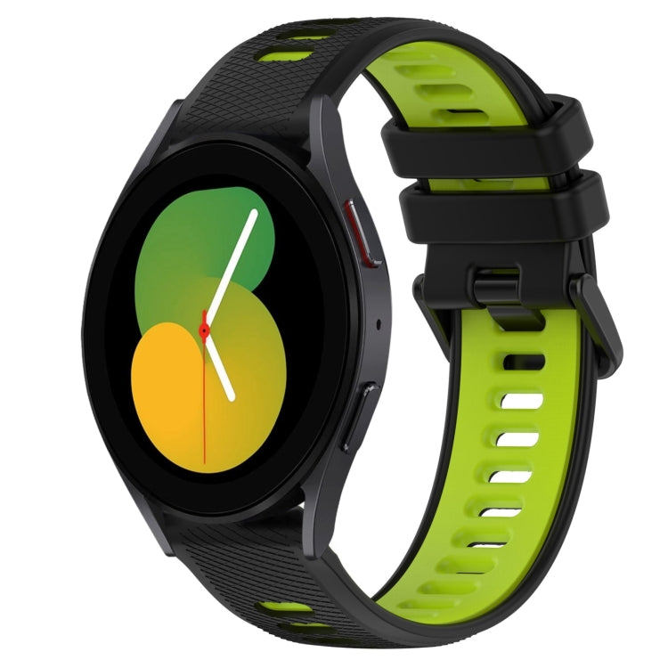 For Samsung Galaxy Watch5 44mm 20mm Sports Two-Color Silicone Watch Band(Black+Green) - Smart Wear by PMC TechLife | Online Shopping South Africa | PMC TechLife