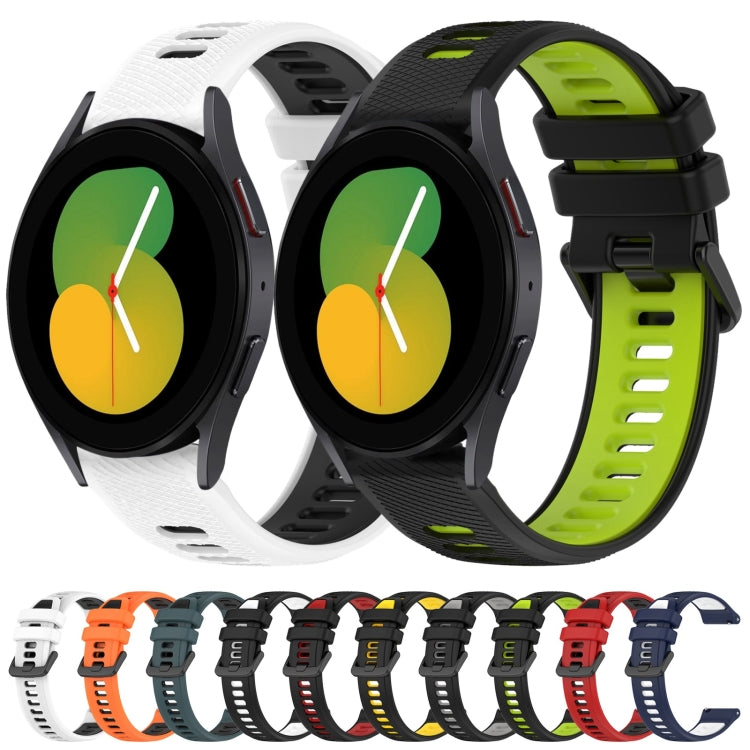 For Samsung Galaxy Watch5 44mm 20mm Sports Two-Color Silicone Watch Band(Olive Green+Black) - Smart Wear by PMC TechLife | Online Shopping South Africa | PMC TechLife