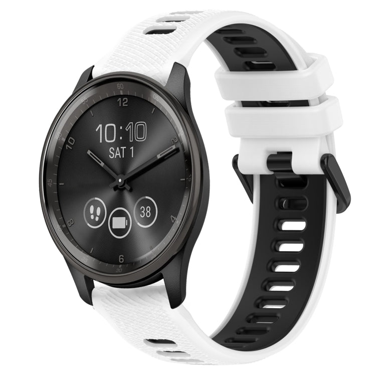 For Garmin Vivomove Trend 20mm Sports Two-Color Silicone Watch Band(White+Black) - Smart Wear by PMC TechLife | Online Shopping South Africa | PMC TechLife