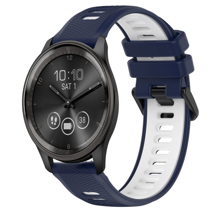 For Garmin Vivomove Trend 20mm Sports Two-Color Silicone Watch Band(Midnight Blue+White) - Smart Wear by PMC TechLife | Online Shopping South Africa | PMC TechLife