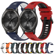 For Garmin Forerunner 245 20mm Sports Two-Color Silicone Watch Band(Olive Green+Black)