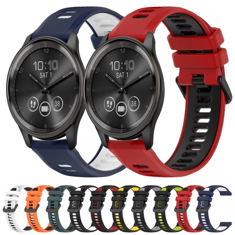 For Garmin Vivoactive3 20mm Sports Two-Color Silicone Watch Band(Black+Grey)