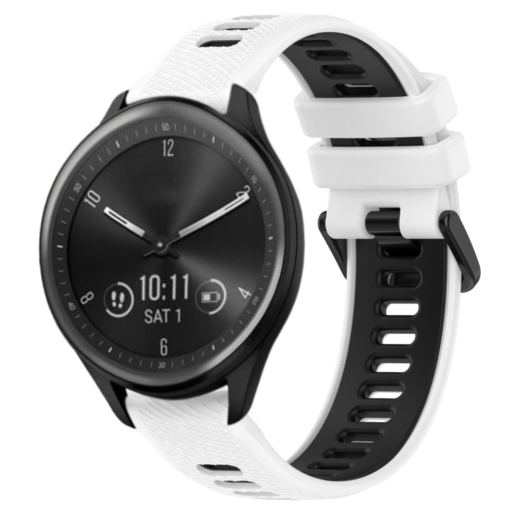 For Garmin Vivomove Sport 20mm Sports Two-Color Silicone Watch Band(White+Black) - Smart Wear by PMC TechLife | Online Shopping South Africa | PMC TechLife
