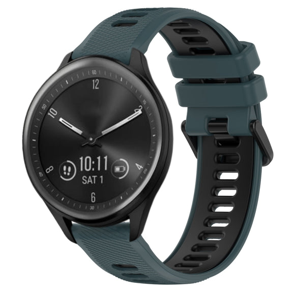 For Garmin Vivomove Sport 20mm Sports Two-Color Silicone Watch Band(Olive Green+Black)