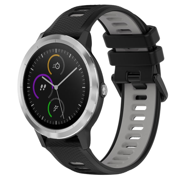 For Garmin Vivoactive3 20mm Sports Two-Color Silicone Watch Band(Black+Grey)