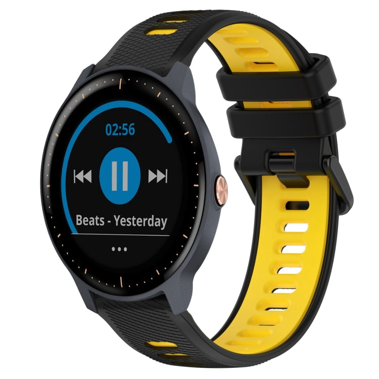 For Garmin Vivoactive3 Music 20mm Sports Two-Color Silicone Watch Band(Black+Yellow) - Smart Wear by PMC TechLife | Online Shopping South Africa | PMC TechLife