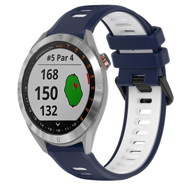 For Garmin Approach S40 20mm Sports Two-Color Silicone Watch Band(Midnight Blue+White) - Smart Wear by PMC TechLife | Online Shopping South Africa | PMC TechLife