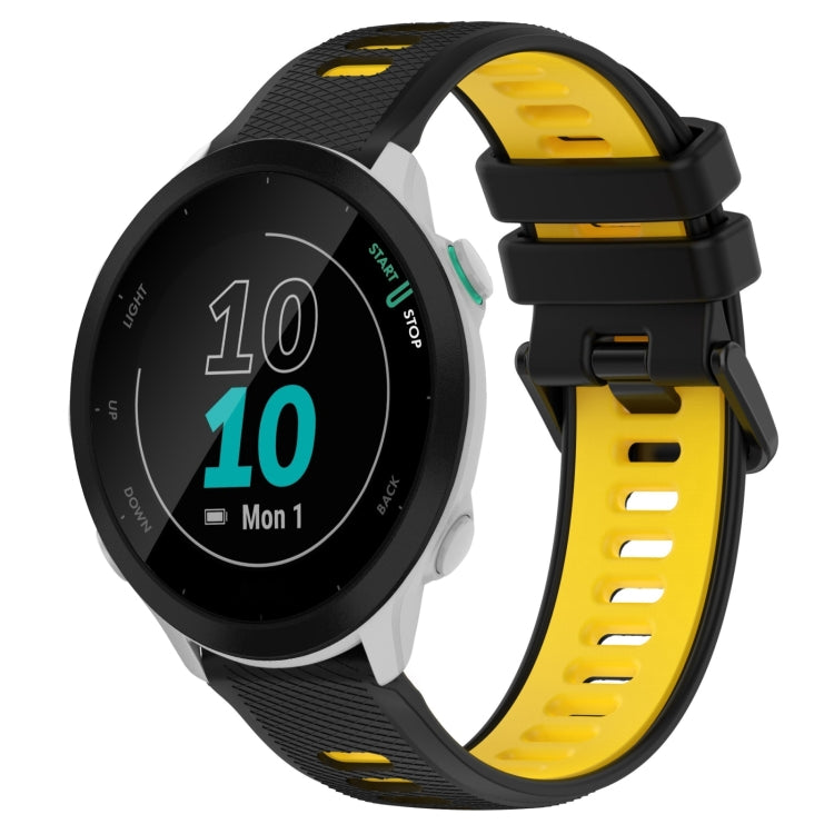 For Garmin Forerunner 55 20mm Sports Two-Color Silicone Watch Band(Black+Yellow) - Smart Wear by PMC TechLife | Online Shopping South Africa | PMC TechLife