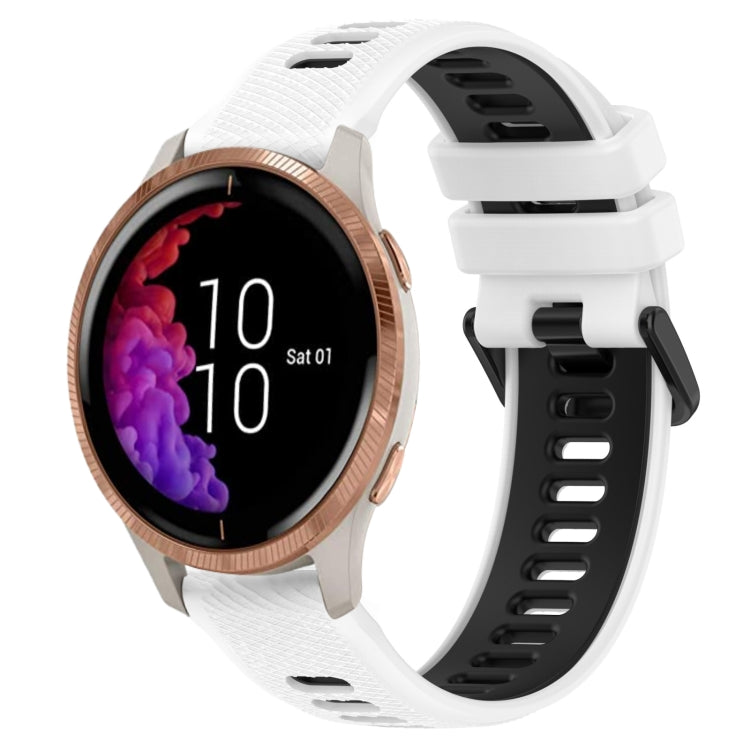 For Garmin Venu 20mm Sports Two-Color Silicone Watch Band(White+Black) - Smart Wear by PMC TechLife | Online Shopping South Africa | PMC TechLife