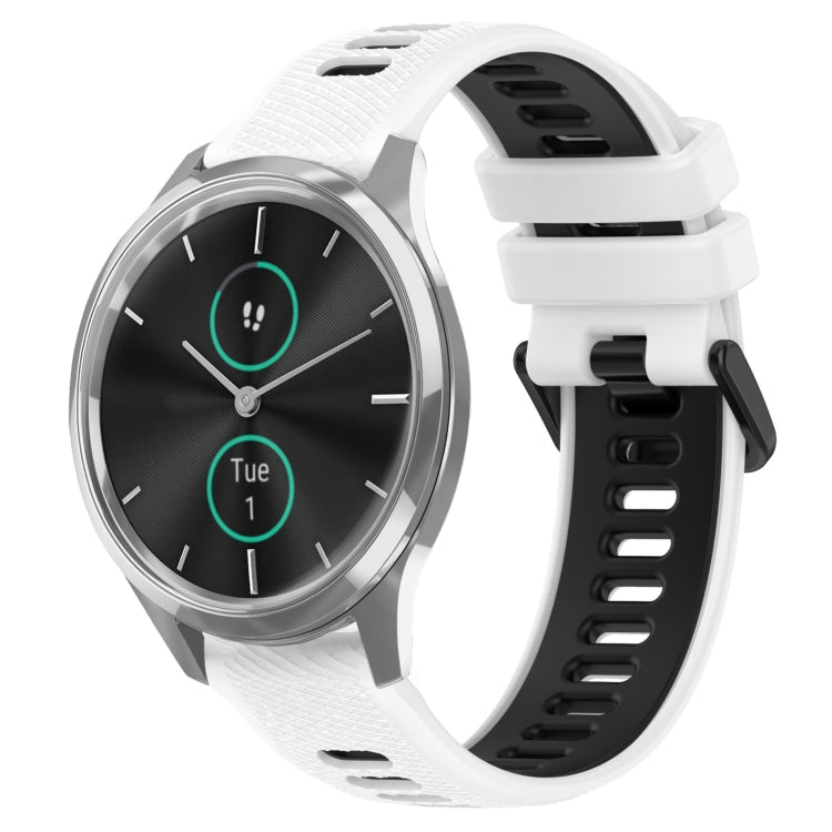 For Garmin VivoMove Luxe 20mm Sports Two-Color Silicone Watch Band(White+Black) - Smart Wear by PMC TechLife | Online Shopping South Africa | PMC TechLife