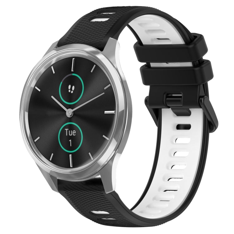 For Garmin VivoMove Luxe 20mm Sports Two-Color Silicone Watch Band(Black+White) - Smart Wear by PMC TechLife | Online Shopping South Africa | PMC TechLife
