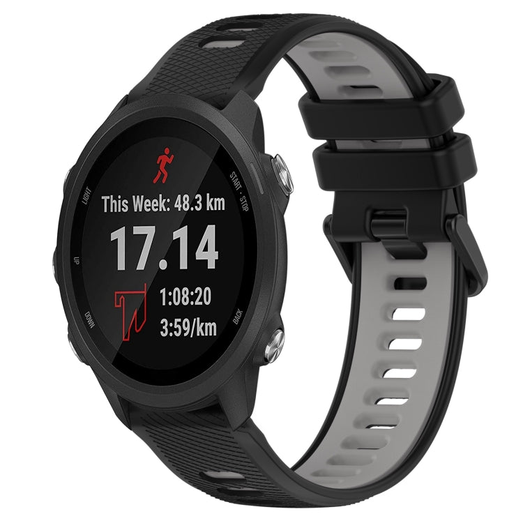 For Garmin Forerunner 245 20mm Sports Two-Color Silicone Watch Band(Black+Grey) -  by PMC TechLife | Online Shopping South Africa | PMC TechLife