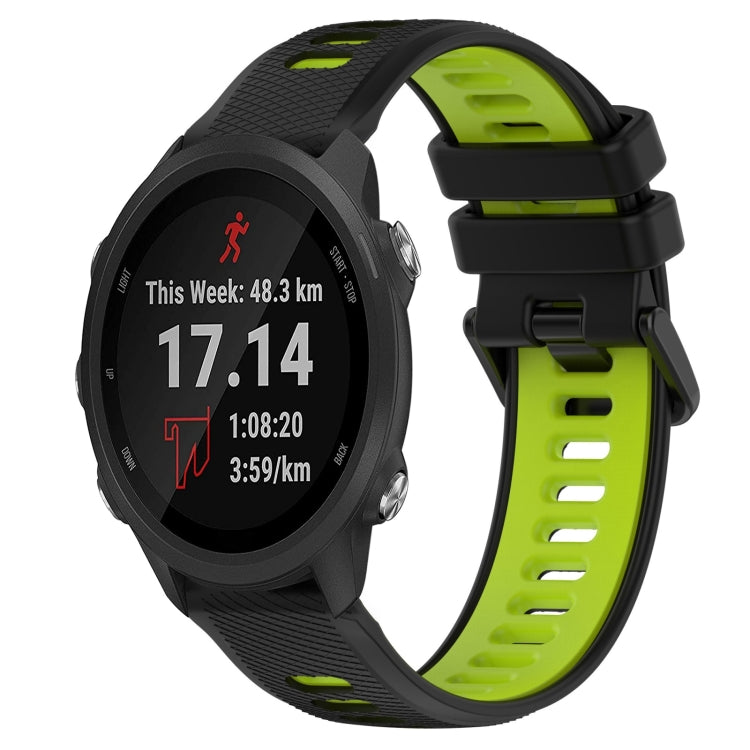 For Garmin Forerunner 245 Music 20mm Sports Two-Color Silicone Watch Band(Black+Green) - Smart Wear by PMC TechLife | Online Shopping South Africa | PMC TechLife