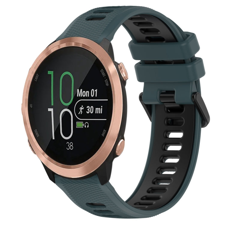 For Garmin Forerunner 645 20mm Sports Two-Color Silicone Watch Band(Olive Green+Black) - Smart Wear by PMC TechLife | Online Shopping South Africa | PMC TechLife