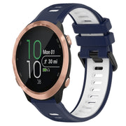 For Garmin Forerunner 645 20mm Sports Two-Color Silicone Watch Band(Midnight Blue+White)
