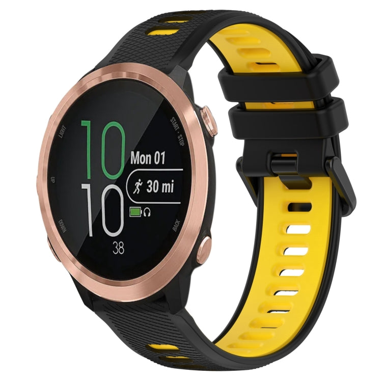 For Garmin Forerunner 645 Music 20mm Sports Two-Color Silicone Watch Band(Black+Yellow) - Smart Wear by PMC TechLife | Online Shopping South Africa | PMC TechLife