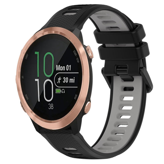 For Garmin Forerunner 645 Music 20mm Sports Two-Color Silicone Watch Band(Black+Grey)