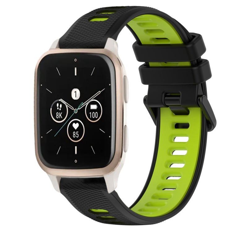 For Garmin Forerunner Sq2 20mm Sports Two-Color Silicone Watch Band(Black+Green) - Smart Wear by PMC TechLife | Online Shopping South Africa | PMC TechLife