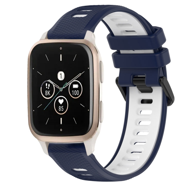 For Garmin Forerunner Sq2 20mm Sports Two-Color Silicone Watch Band(Midnight Blue+White) - Smart Wear by PMC TechLife | Online Shopping South Africa | PMC TechLife