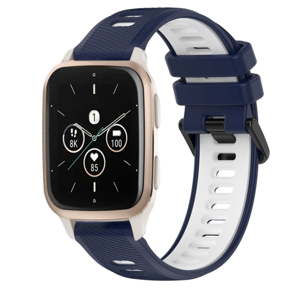 For Garmin Forerunner Sq2 20mm Sports Two-Color Silicone Watch Band(Midnight Blue+White)