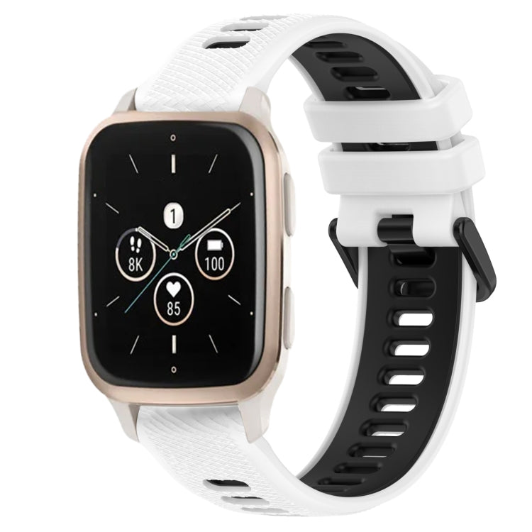 For Garmin Forerunner Sq2 Music 20mm Sports Two-Color Silicone Watch Band(White+Black) -  by PMC TechLife | Online Shopping South Africa | PMC TechLife