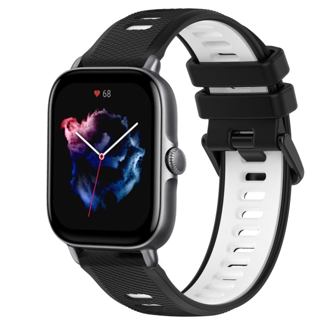 For Amazfit GTS 3 20mm Sports Two-Color Silicone Watch Band(Black+White)