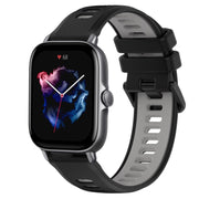 For Amazfit GTS 3 20mm Sports Two-Color Silicone Watch Band(Black+Grey)
