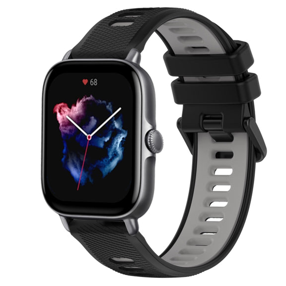 For Amazfit GTS 3 20mm Sports Two-Color Silicone Watch Band(Black+Grey)