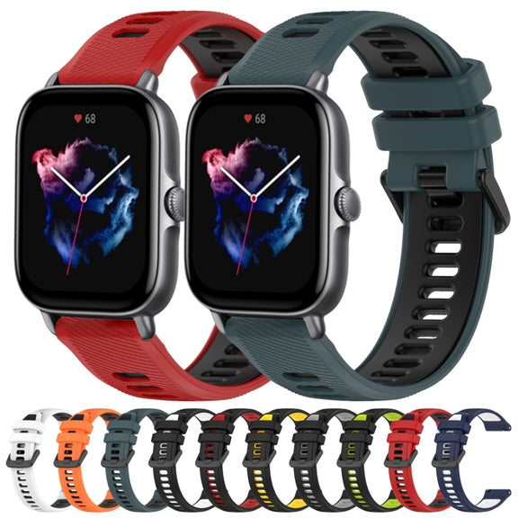 For Amazfit GTS 3 20mm Sports Two-Color Silicone Watch Band(Black+White)