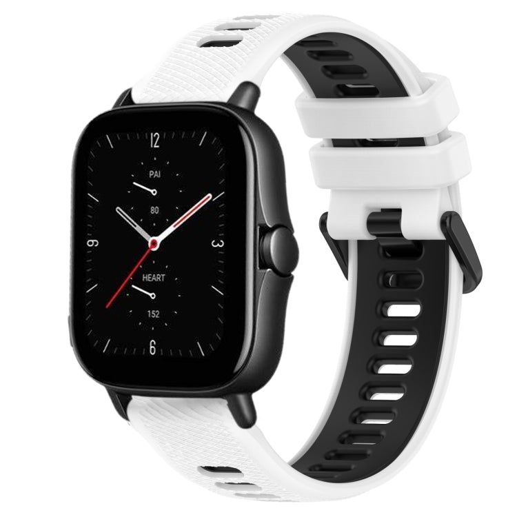 For Amazfit GTS 2E 20mm Sports Two-Color Silicone Watch Band(White+Black) -  by PMC TechLife | Online Shopping South Africa | PMC TechLife
