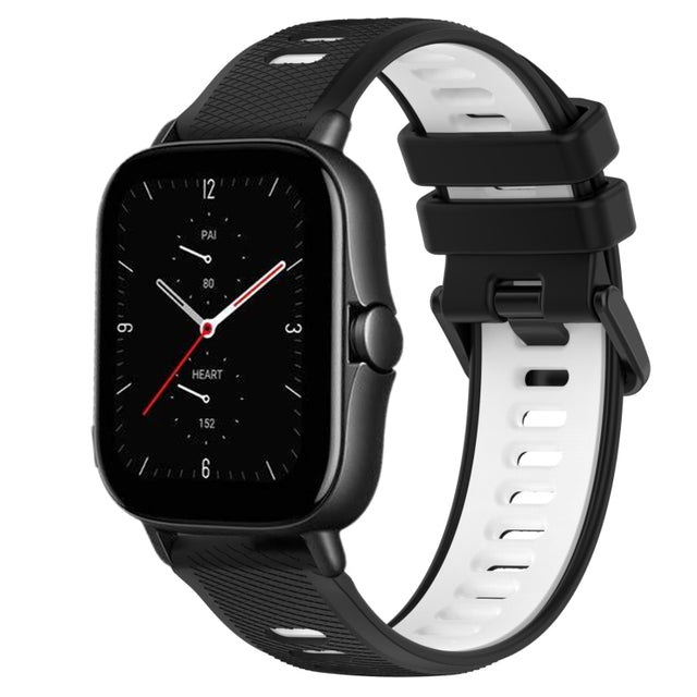 For Amazfit GTS 2E 20mm Sports Two-Color Silicone Watch Band(Black+White)