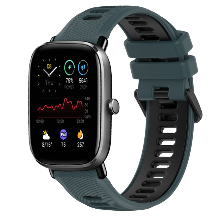 For Amazfit GTS 2 Mini 20mm Sports Two-Color Silicone Watch Band(Olive Green + Black)