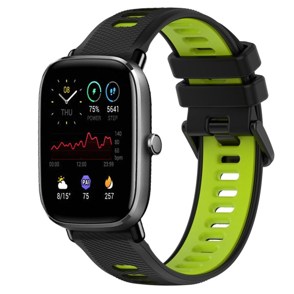 For Amazfit GTS 2 Mini 20mm Sports Two-Color Silicone Watch Band(Black+Green)