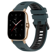 For Amazfit GTS 2 20mm Sports Two-Color Silicone Watch Band(Olive Green + Black)